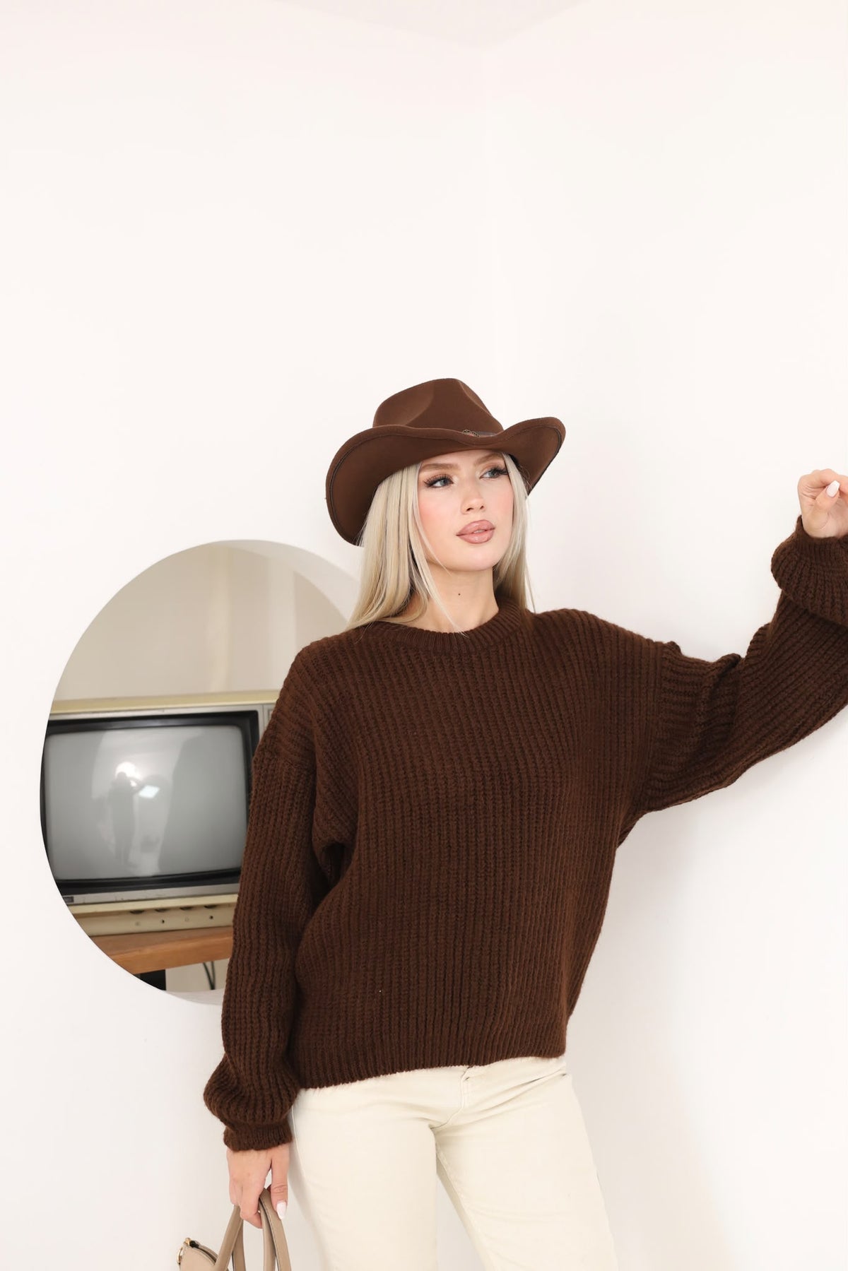 Pull grosse maille chocolat