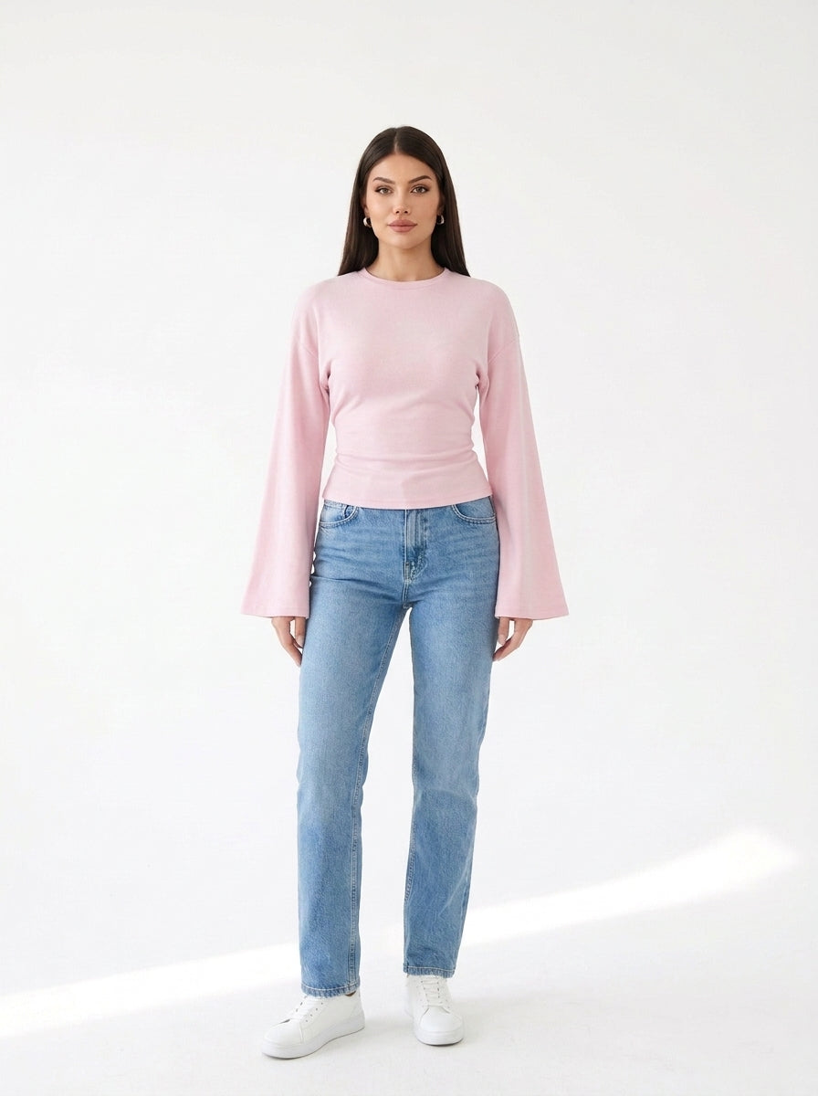 Top Séville rose porté — face