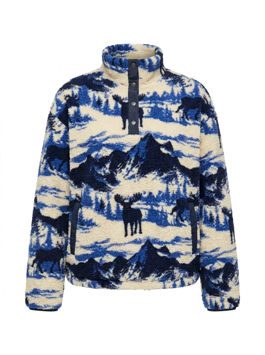 Polaire Sherpa Grand Nord bleu, vue 3D