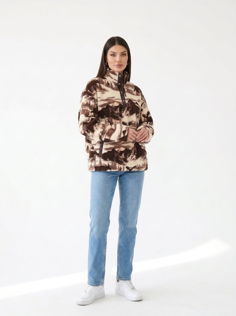 Polaire Sherpa Grand Nord marron, trois-quarts