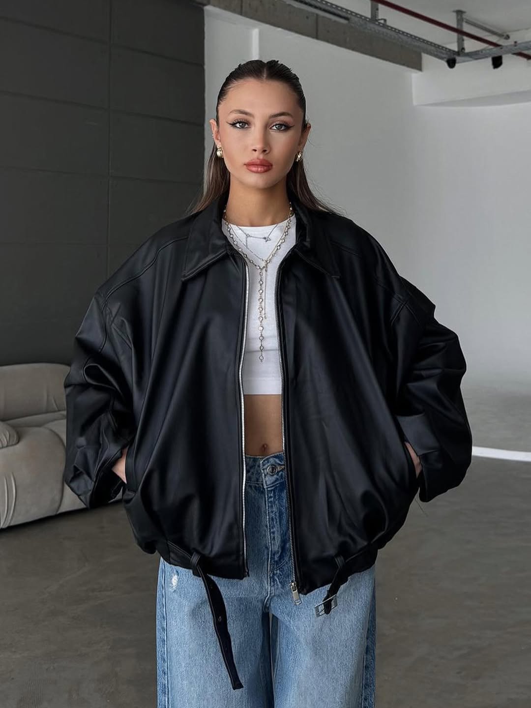 Blouson Aviateur noir — face