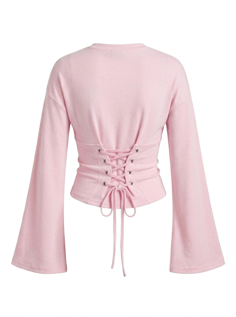 Top Séville rose — dos, corset lacé